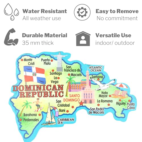 Imán decorativo mapa República Dominicana 5 pulgadas miniatura 3