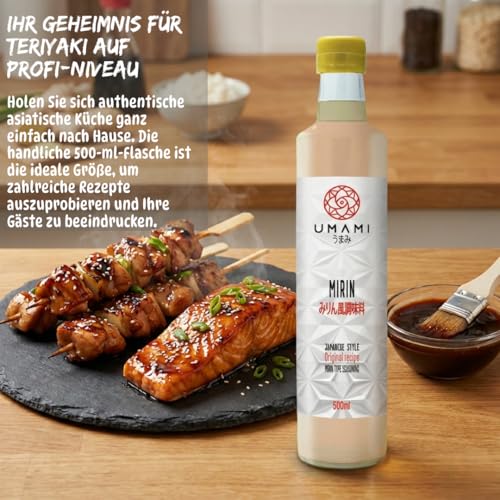 Umami Mirin FU 500ml - Süßes Würzmittel zum Kochen - Nur 1% Alkohol - Japanisches Rezept Hergestellt in Italien - Ideal für Suppen, Saucen & Marinaden