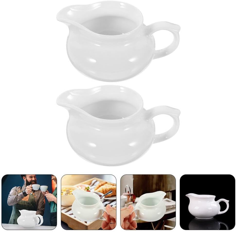 2pcs Ceramic Gravy Boat Handle Sauce Dispenser for Sauces and Gravy for Home Use and Occasions