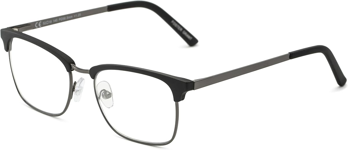 Foster Grant Perkins Gafas de luz azul unisex, negras con grisáceo, 52 mm, 5013064-000.COM