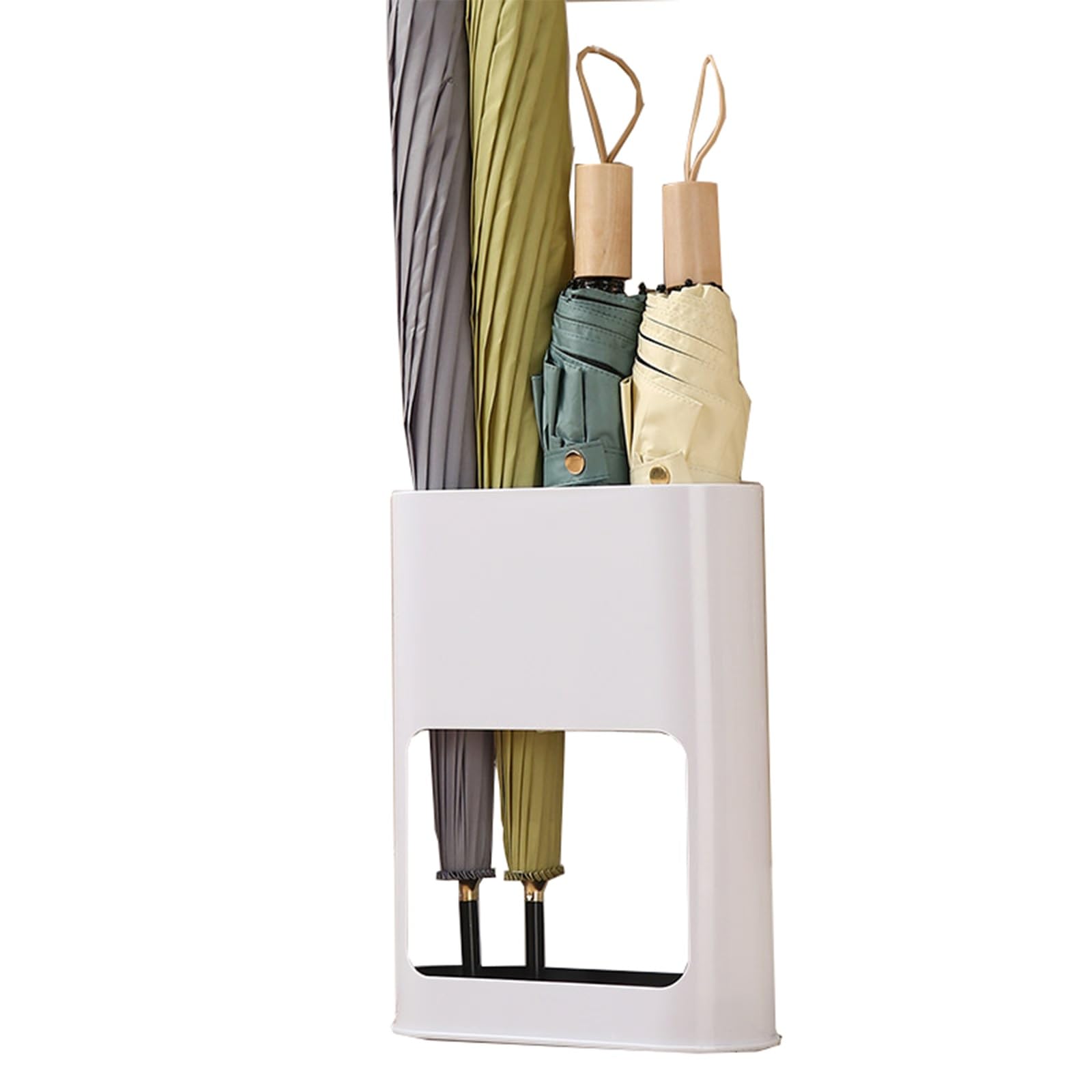 Porte-parapluie en plastique blanc avec bac d'égouttement amovible pour l'entrée