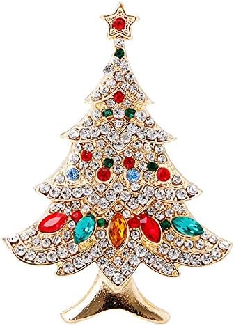SCASTOE Vintage Colored Christmas Tree Rhinestone Brooch Pin Wedding Party Jewelry