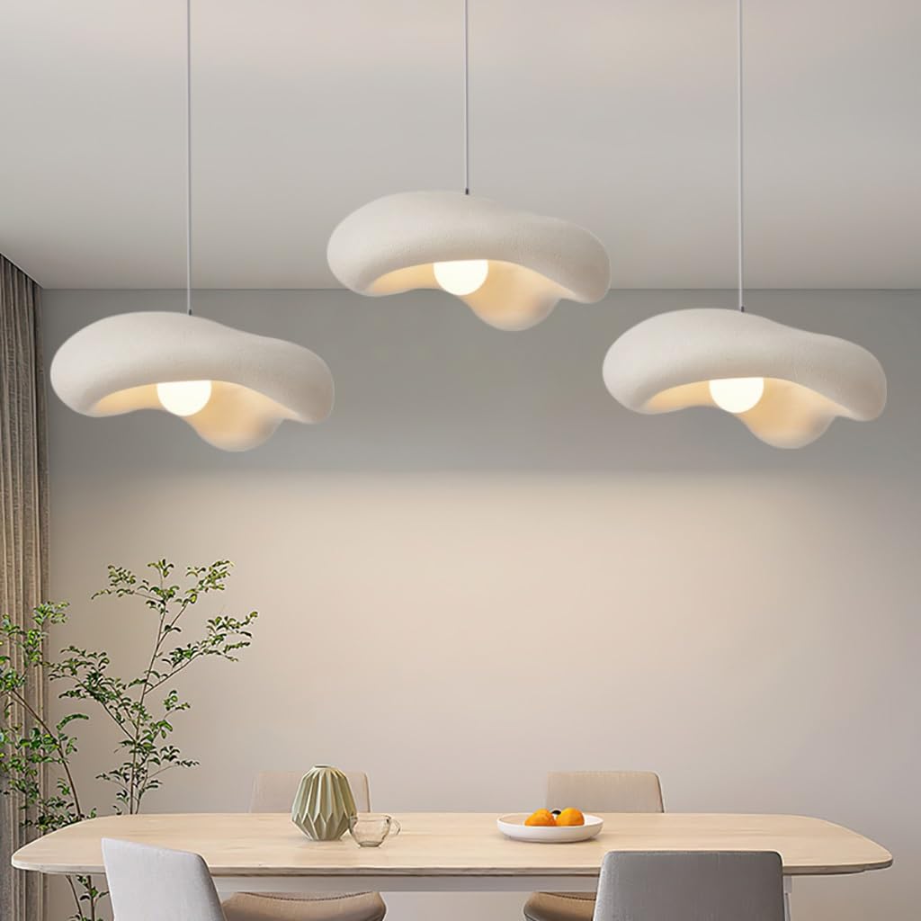 MyLjp Wabi Sabi Style Pendant Lights Polystyrene Floral Pendant Lamp Vintage Restaurant Chandelier E27 Nordic Style Kitchen Dining Room Living Room Pendant Light(Beige,B 3 packs)