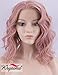 K’ryssma Short Bob Lace Front Wigs Wavy, Rose Gold Synthetic Wigs for Women Half Hand Tied Peach Pink Lace Wig with Side Parting Heat Resistant Christmas Wig