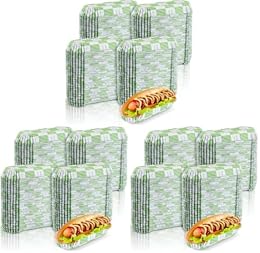 Yinkin 300 Pcs Paper Hot Dog Trays Valentine's Day 6 Inch Food Trays Concession Stand Supplies Disposable Hot Dog Holder Paper Hotdog Boats Rectangular Liners for Christmas Party (Pack of 3)