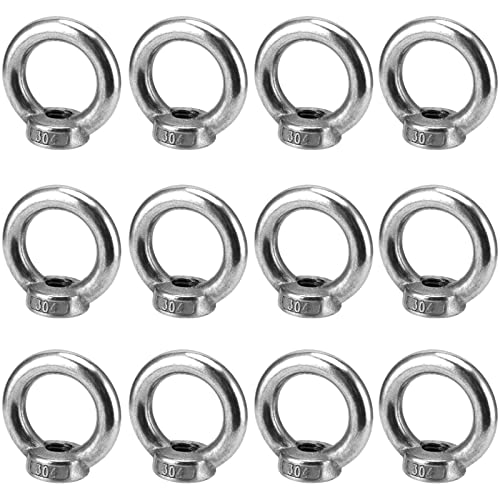 MUNGHOK 12 dadi ad anello in acciaio inox M10, con occhielli ad anello, dadi ad occhiello, viti ad anello, filettatura interna, vite di fissaggio per accessori di sollevamento, fissaggio ornamenti da