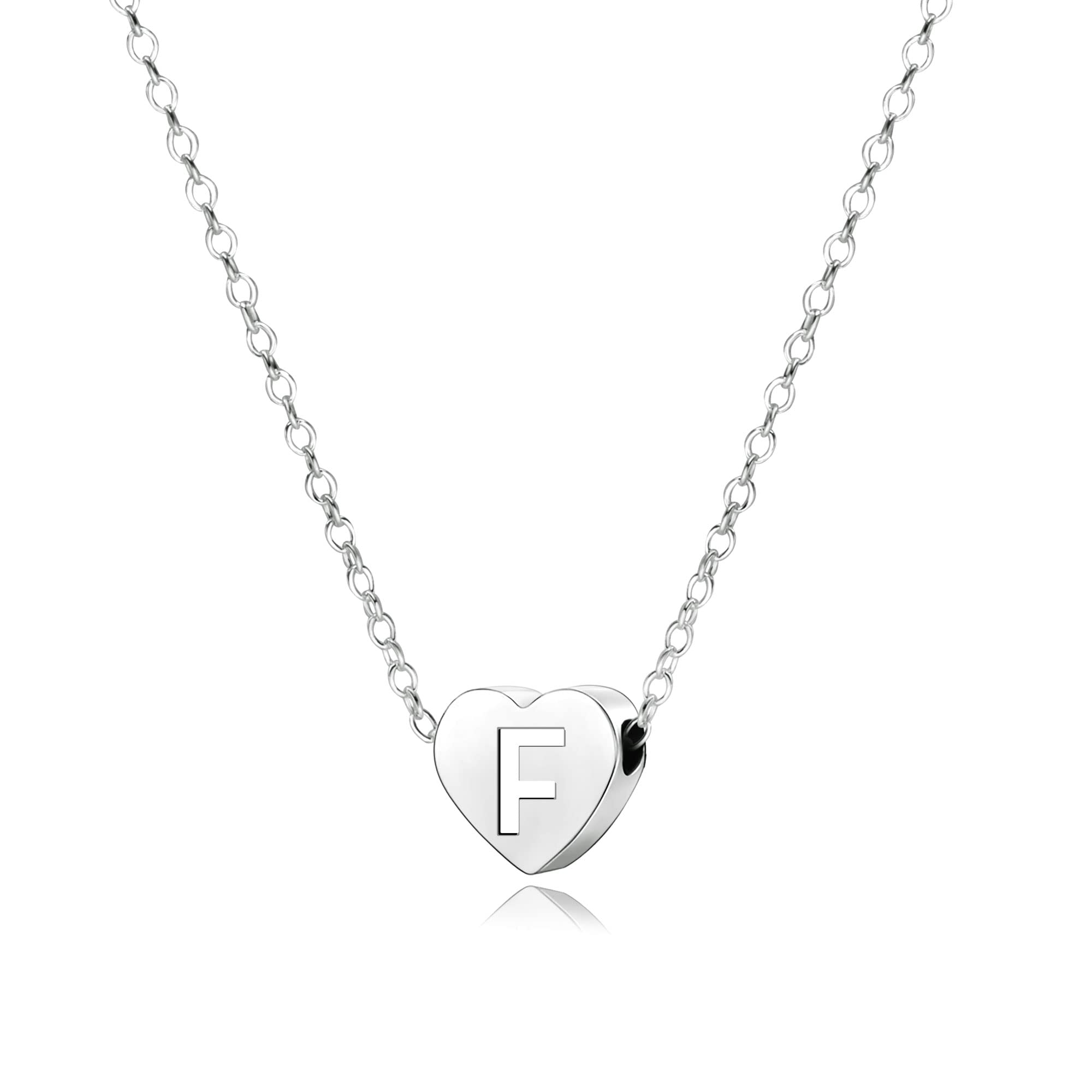 KENYGS925 Silver A-Z Capital Initial Heart Pendant Necklaces for Women Girls Lady for Christmas Birthday Graduation,Women Choker Tiny Necklaces Fashion Jewellery