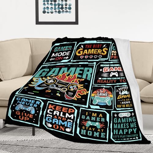 Image of Game Controller Blanket for Boys Men, Soft Cozy Gaming Throw Blanket for Couch Travel, Gamer Gifts for Men Kids Teen Dad Son Boyfriend Birthday Easter Christmas Graduation Room Decor 50x60 Inches