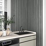 Yullpaper Papel Pintado Madera Negra y Gris Vinilo Adhesivo Madera Negro para Muebles Armarios Papel Pintado Pared Autoadhesivo para Dormitorio Salon Papel Pintado Efecto Madera 3D Vintage 40 x 300cm