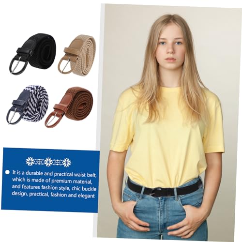 Didiseaon Elastic Woven Fabric Waist Belt for Men and Women Stylish Unisex Stretch Braided Waistband Comfortable Belt with Chic Design for Casual and Vintage Outfits3