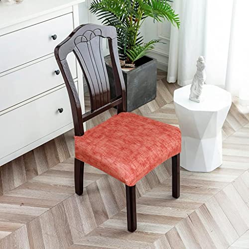 Image of Universal Size Dining Chair Seat Cover Set of 4 Seater pcs are Easily Washable Strechable and Comfortable for Dining Room Home Decor Slip Cover (Light Red Texture)