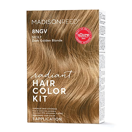 Madison Reed Radiant Hair Color Kit, Permanent Hair Dye, Superior Gray Coverage, Ammonia-Free, Sicily Blonde 8NGV Dark Champagne Blonde, Pack of 1