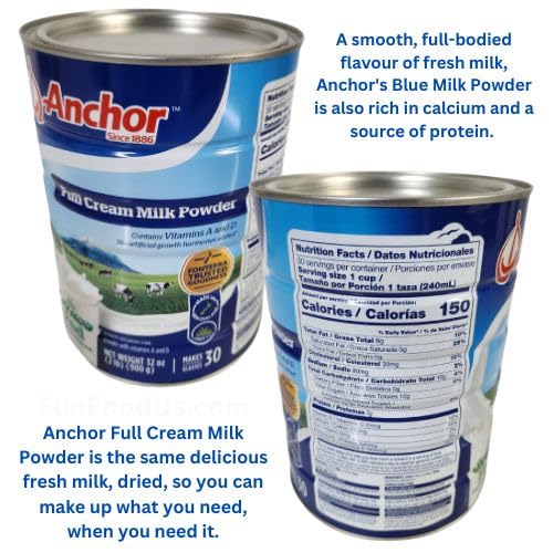 Full Cream Milk Powder (Value Pack of 2 x 900g/4 Lb) Rich in Calcium and a Source of Protein ...