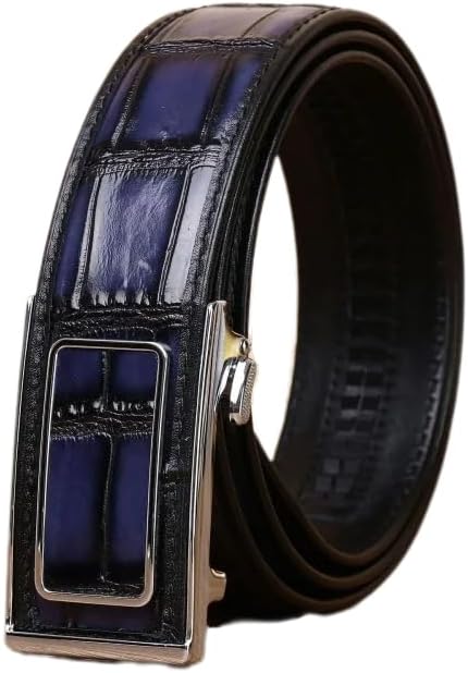 Authentic Crocodile Belly Skin Printed 3.8cm Wide Hand Painted Color Men Belts with Auto Buckle Leather Men Waist Straps