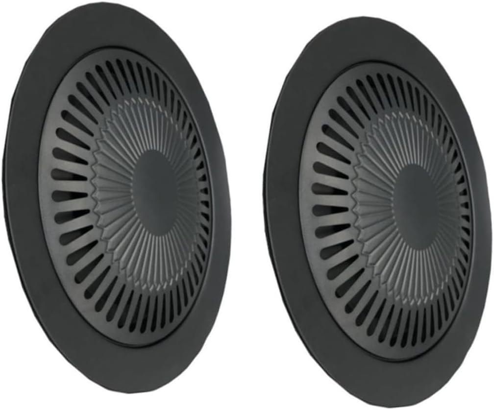 Mobestech 2 Sets Portable Outdoor Non Stick Barbecue Grill Tray Round Bakeware for Even Heat Distribution Lightweight and Compact Bbq Pan for Easy Carrying