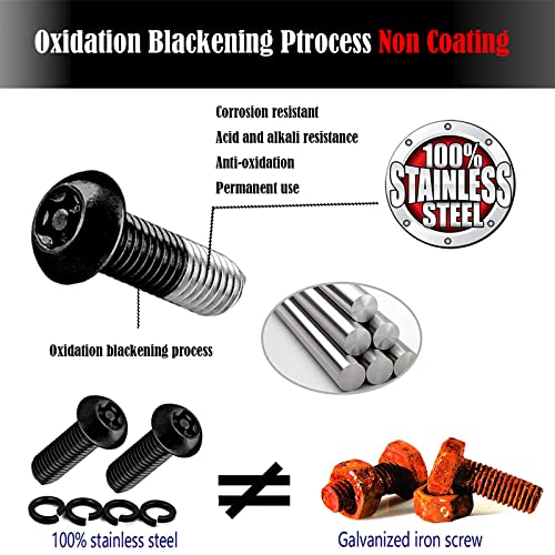 Black Anti Theft License Plate Screws,Stainless Steel Rustproof Security Bolts Fasteners For Front Rear Car Tag Mount- M6 Locking Hardware,With Matte Black Caps Covers, Insert Nuts,Car Tire Valve Cap #TOP2