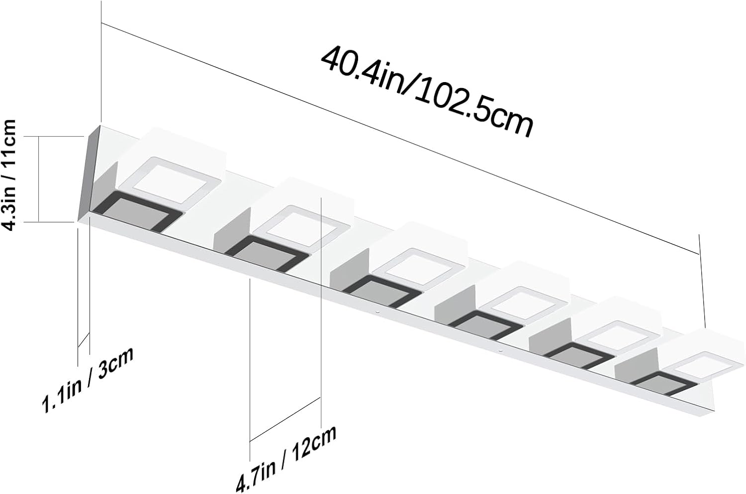 Ralbay Modern LED Bathroom Vanity Lights 6 Lights Acrylic Stainless Steel LED Vanity Light Fixtures for Bathroom Lighting 6000K Cool White Light