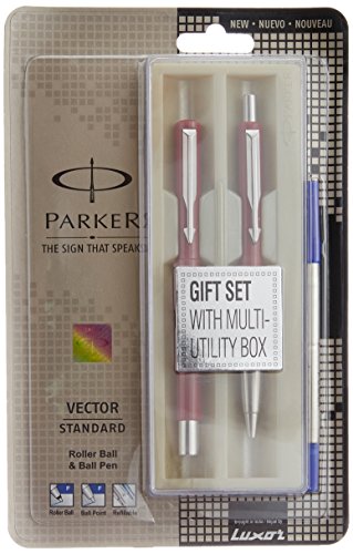 Image of Parker Vector Gift Set & Frontier Chrome Trim Fountain Pen & Parker Vector Standard Roller Ball Pen