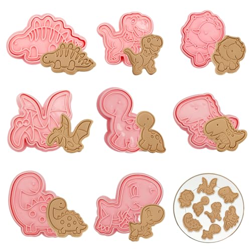 8 Pièces Emporte Piece Dinosaure, Moule à Biscuits pour Enfants, 3D Moule Biscuit Plastique, Emporte Piece Patisserie, Emporte Piece Animaux pour Biscuits,...