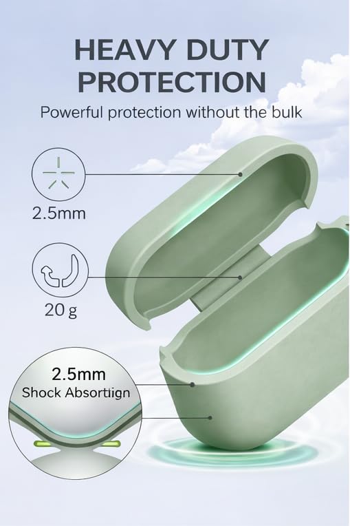 Image of Meyaar for AirPods Pro 3 Case 2025 with Cleaner Kit,Soft Silicone Protective Cases for Apple AirPods Pro 3rd Generation Case for Women Men,AirPod Pro 3 Cases Cover with Keychain (Pista Green)