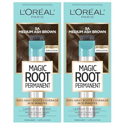 LOreal Paris Magic Root Permanent Hair Color, 10 Minute Root Coloring Kit with 100% Gray Hair Coverage, 5A Medium Ash Brown, 2 Count