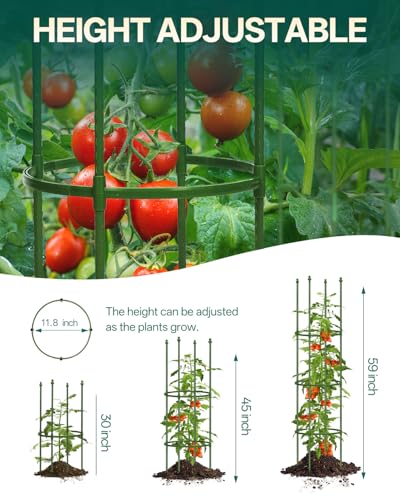 Breeze Touch 3 Pack Tomato Support Cages, Up to 59 Inch Adjustable Tomato Trellis for Garden & Pots, Garden Trellis for Climbing Plants Outdoor, Plant Trellis for Climbing Vegetables, Flowers, Beans - Thumbnail 2