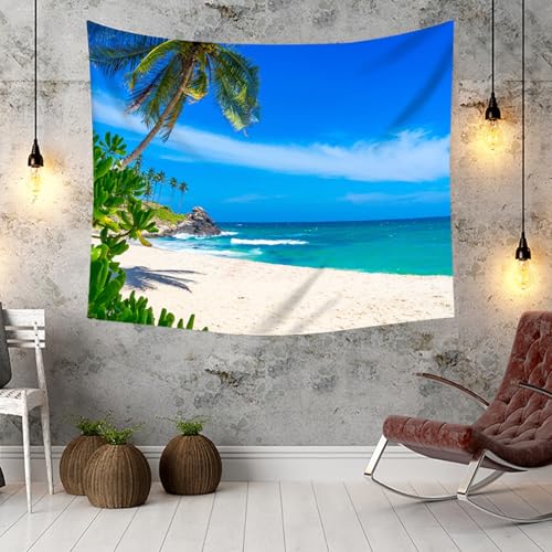 Tenture murale paysage plage 200x200cm deco moderne sans travaux