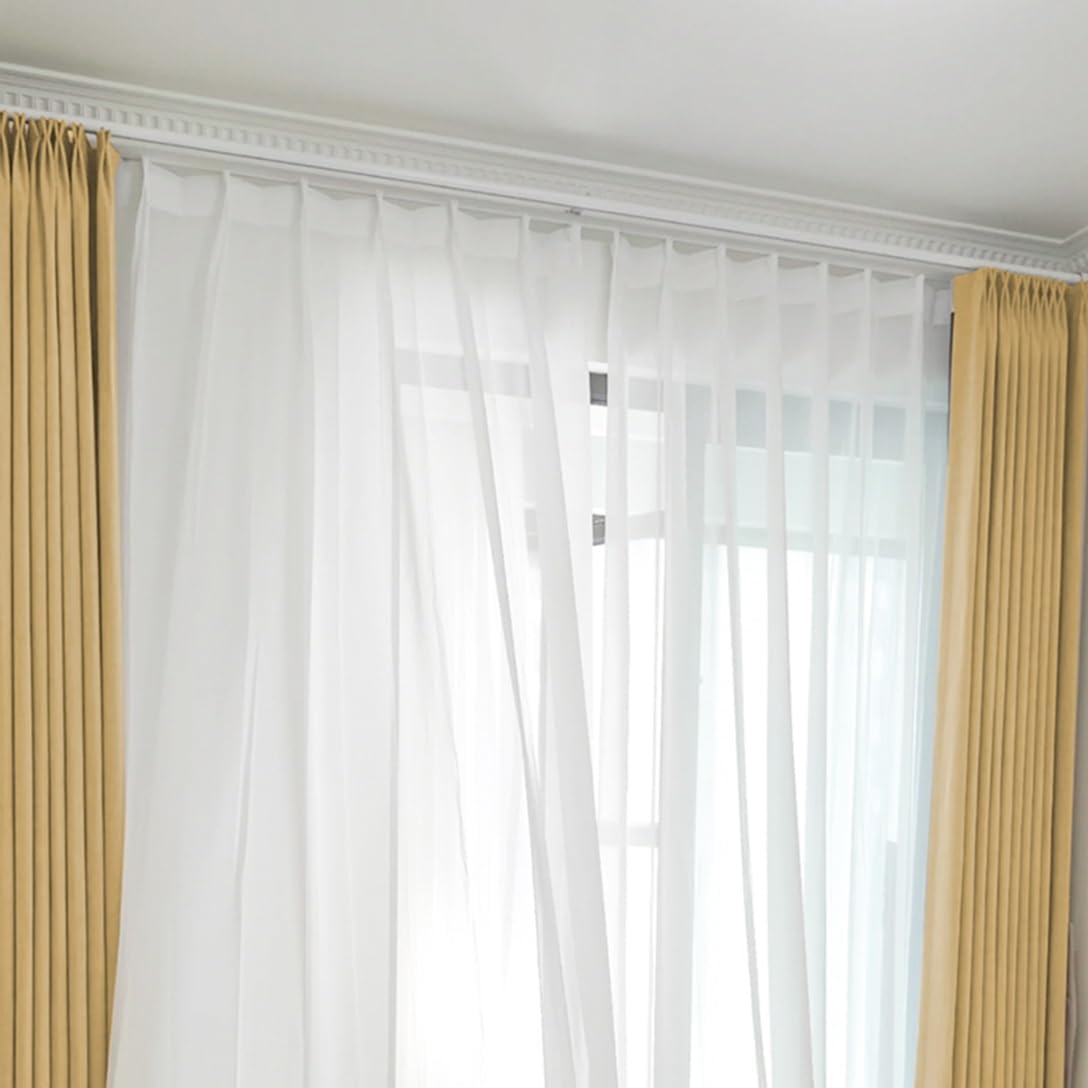 Curtain Rod Set, Heavy Duty Sliding Curtain Track for Windows, Living Room, Bathroom, Wall Mount Curtain Rail with Track, Roller, Installation Hardware, and End Cap(Gray,600cm/19.7FT)