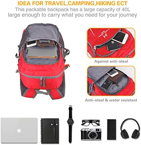 Loocower 45L Ultra Lightweight Foldable Backpack Packable Hiking Rucksack Portable Water Resistant Daypack Bag for Camping Cycling Travelling Climbing Trekking Mountaineer Outdoor Sport