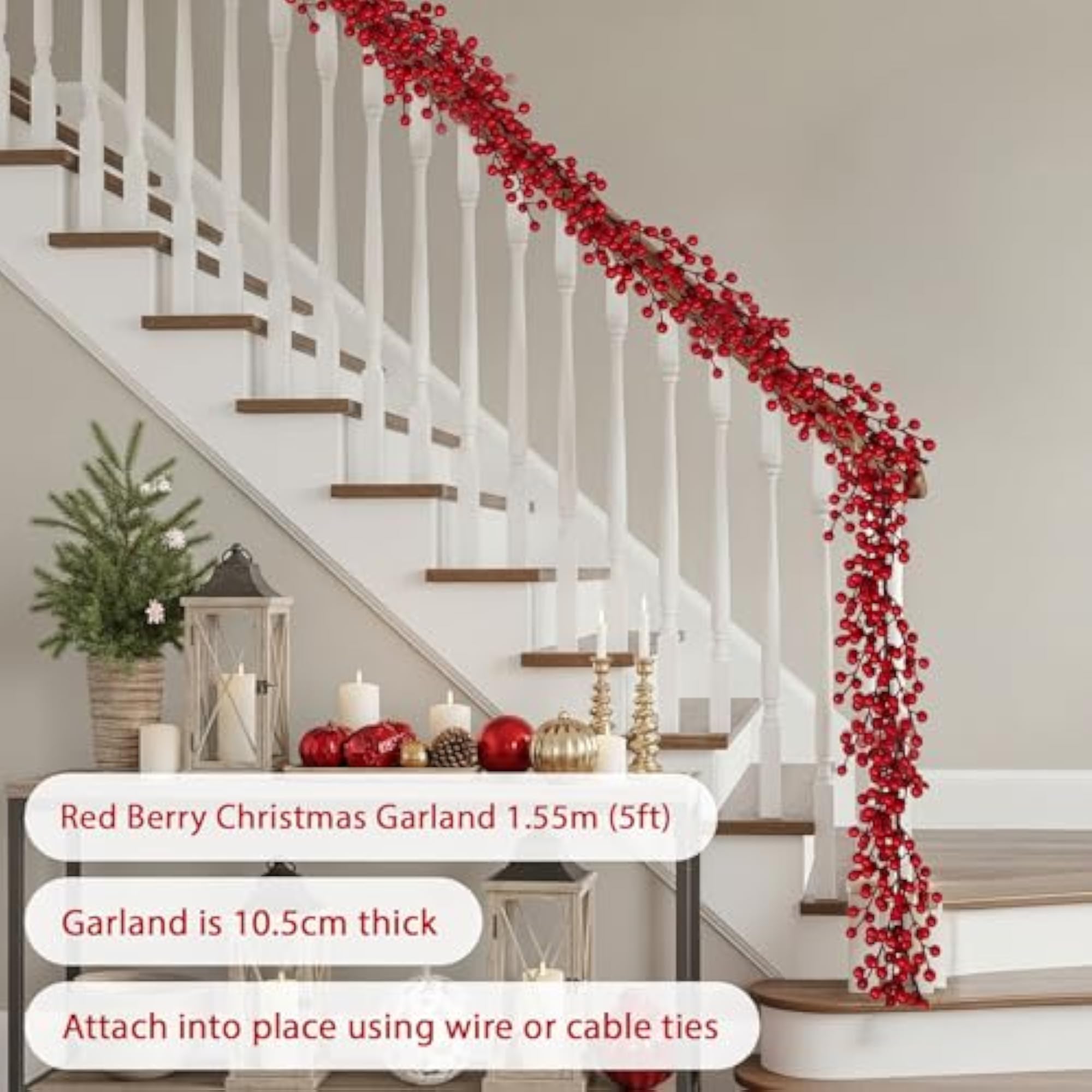 Artificial Red Berry Garland 5FT Christmas Decoration