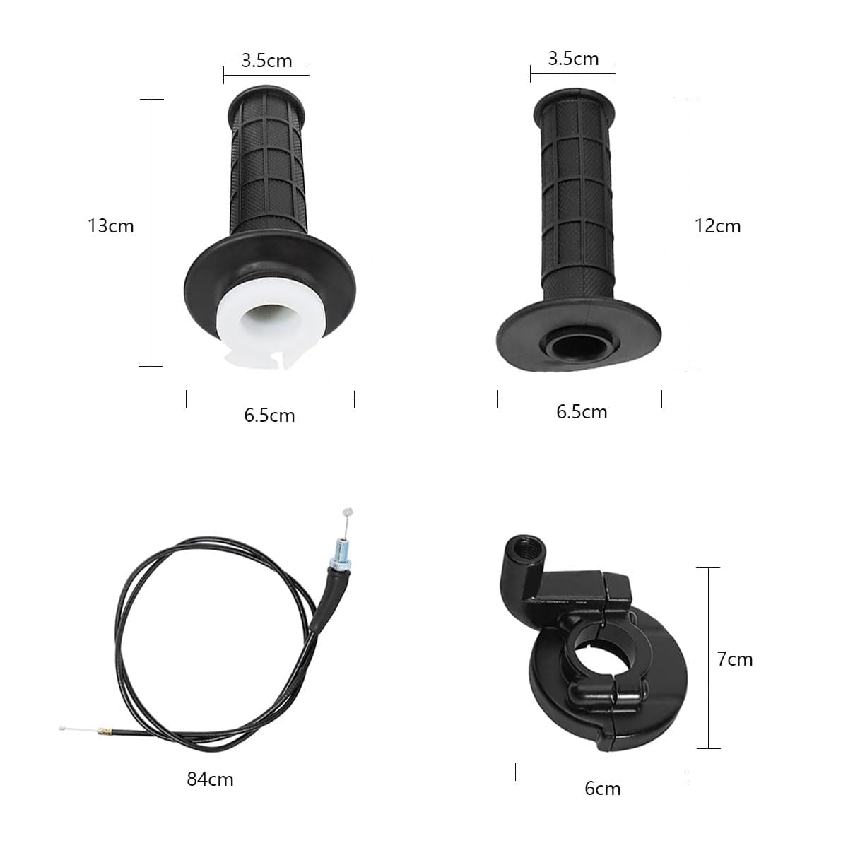 Alrens Zestaw uchwytów gazowych do kierownicy motocyklowej, 7/8", 22 mm, uchwyt gazowy z kablem, uchwyt gazowy Twist Grip zestaw do kierownicy 50cc, 90cc, 110cc, 125cc, 140cc, 150cc, 200cc, 250cc,