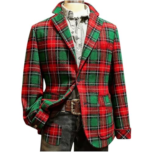 Christmas Blazer for Men Corduroy Christmas Print Holiday Party Jacket Single Breasted Slim Fit Business Office Blazer