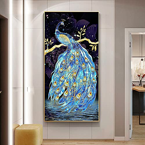 Broderie diamant paon bleu kit complet 5D pour creer un salon elegant