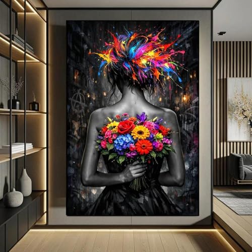 Toile graffiti femme de dos pour réveiller une décoration murale trop terne