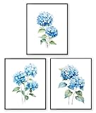Blue Hydrangea Wall Art Prints 8x10 Decor,Hydrangea Floral Wall Art,Light Blue Floral Wall Art,Light Blue Flower Prints Wall Art,Hydrangea Pictures Wall Art 8x10, UNFRAMED