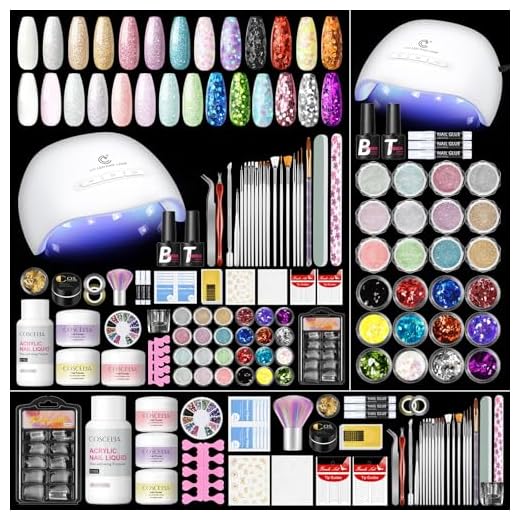 Coscelia Kit Uñas Acrilicas con Lampara, 27PCS Acrilico para Uñas con 30ML Monómero, Kit Acrilico Uñass Completo Profesional con U-V Uñass Gel para Principiantes Art DIY en Casa