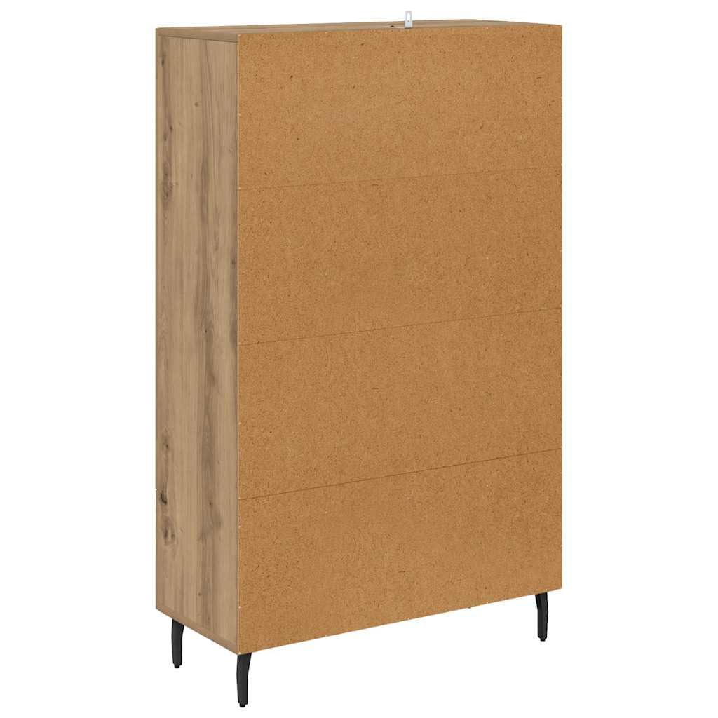 vidaXL Haut Armoire avec tiroir Chêne Artisanal 69,5 x 31 x 115 cm, Salon Moderne, Buffet Rectangulaire, Meuble Bois, Espace Ample, Legs Métalliques, Pratique et Chic