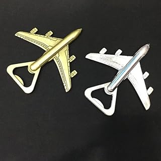 2pcs New Airplane Bottle Opener Adventure Wedding Favor Gift Aircraft Bar Beer Wine Kitchen Tools (gold and silver)