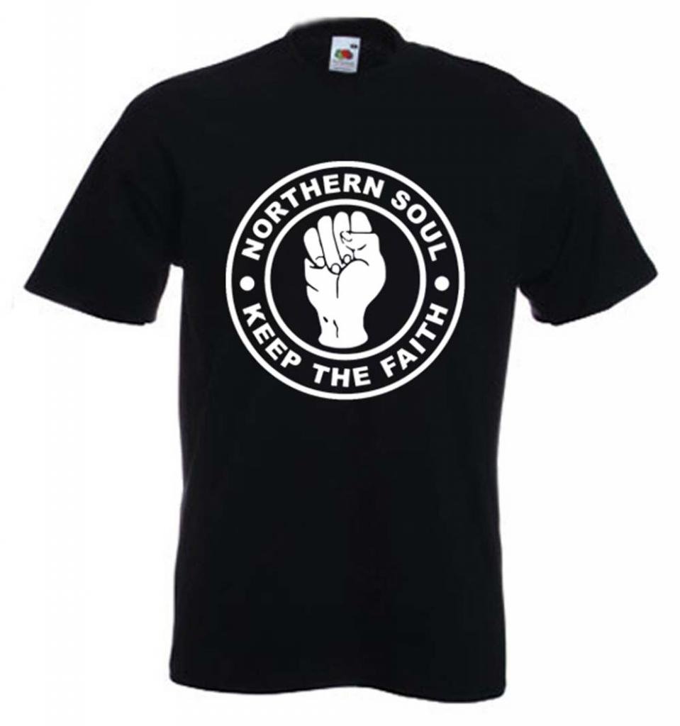 Tribal T-Shirts Northern Soul Keep The Faith T-Shirt (Medium) Black