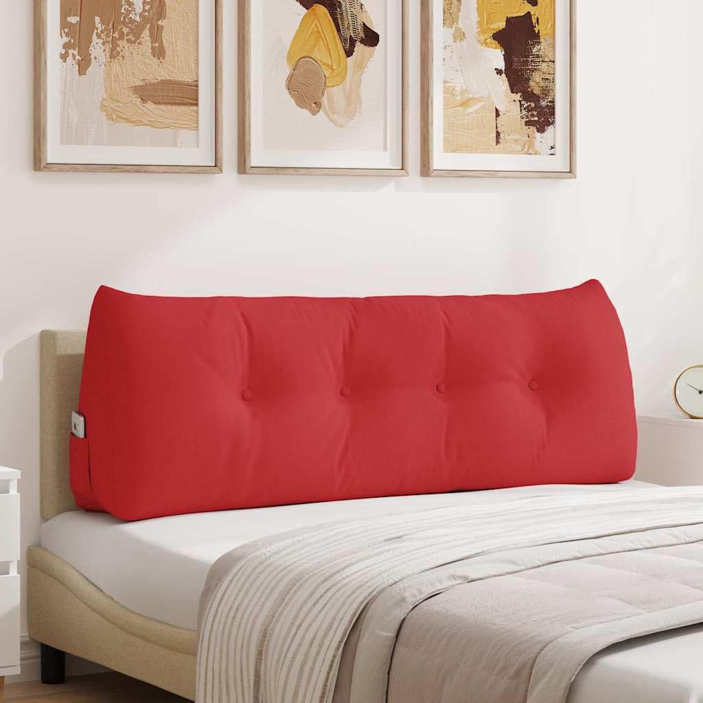 Rückenpolster Rot 140x24x50 cm Samt-Optik Bett Keilkissen | Ergonomisches Keilkissen für Schlafzimmer und Wohnzimmer mit abnehmbarem Bezug und Knopf-Design.