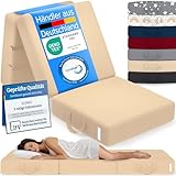 ELONEO Klappmatratze, G&auml;stematratze, 3-teilige Faltmatratze, Schaumstoff extra dick (15cm), waschbar, Bandscheibenw&uuml;rfel, klappbar, Faltbare Matratze, Erwachsene (Creme, 90 x 200 x 15 cm)