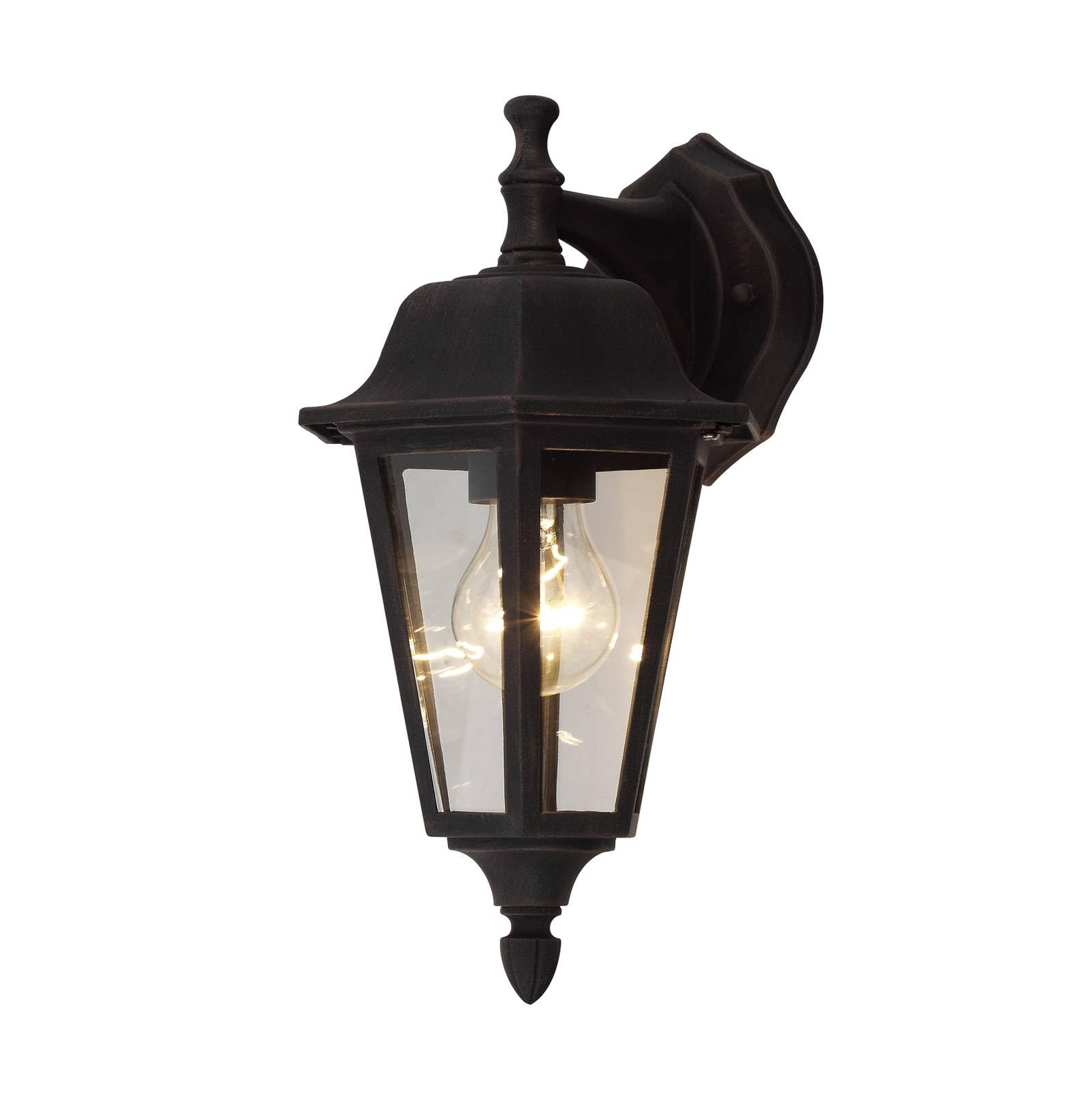 Lindby Black-Rust, Clear Lamina Outdoor Wall Light, Socket At Bottom, Lantern, E27