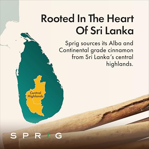 Image of Sprig Ceylon Cinnamon Sticks (Dalchini) 50g | Expensive But Authentic | Alba Grade | The World's Finest Cinnamon from Sri Lanka | Pure, Premium & Aromatic | Ideal for Baking, Biriyani, Pulao, Curries, Desserts & Beverages | Good for Weight Loss & Reducing BP | Great Taste 2026 3 Star Winner
