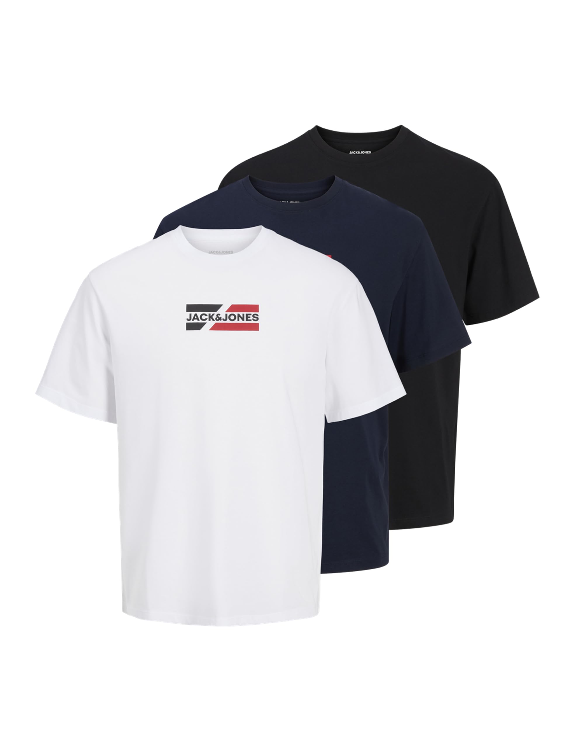 Jack & Jones 3-Pack Graphic Chest Logo T-Shirt, Sky Captain, Size M, Men