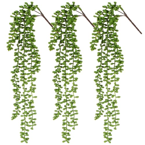 RAINFLOW 3PCS String of Pearls Plant Artificial - Fake Succulents Vines