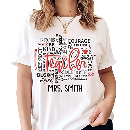 NAZENTI Personalized Teacher Shirts, Teacher Gifts, Back to School Shirt, Preschool Teacher Shirts