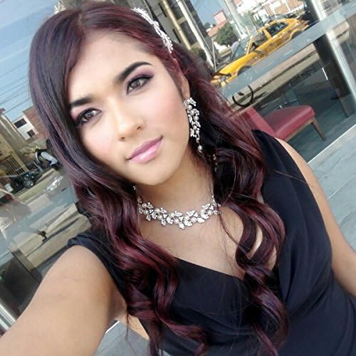 mecresh Simulated Pearl Leave Floral Bridal Jewelry Sets, Crystal Wedding Necklace Earrings Bracelet Sets Jewelry Engagement Gift - Image 2