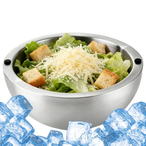 Generisch - Dip Chiller Bowl - Bol de service de fête - En acier inoxydable 304 - 20 x 20 x 9 cm - Double paroi isolée - Pour sauce et épices - Bol de service alimentaire pour entrées, salsa, guacamole, salades