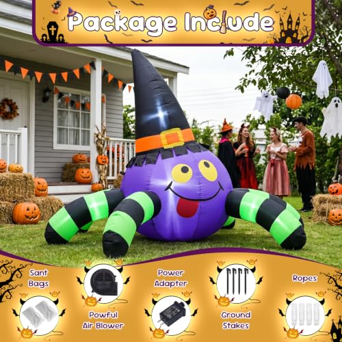 8FT Halloween Inflatable Witch Spider with LED Lights - image 4