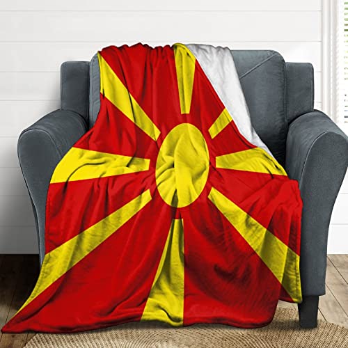 Couverture en peluche drapeau Macédoine 127x152 cm pour canapé - 4